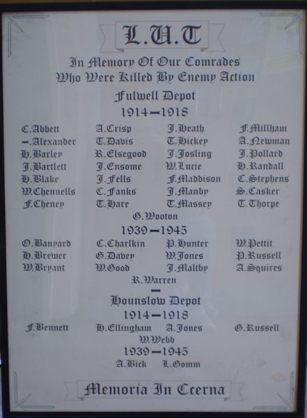File:The WW1 War Memorial of Fulwell Bus Garage.JPG